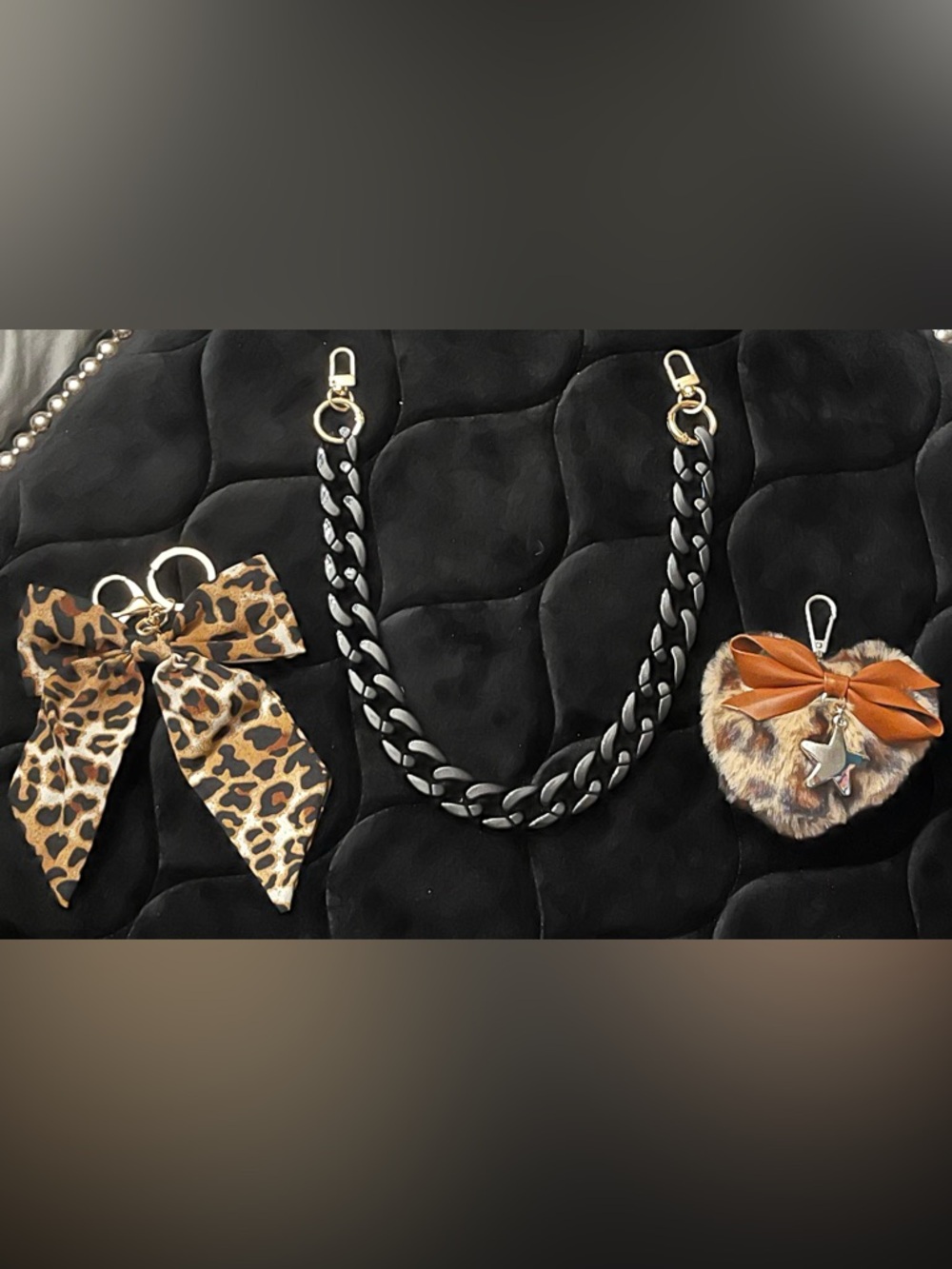 3 Piece Bag Charm/Accessory Bundle Leopard Print Themed